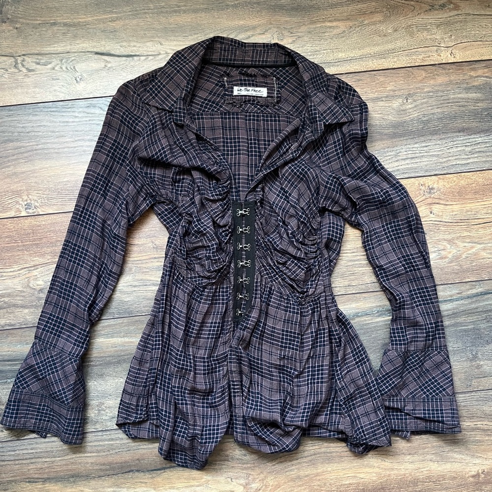 Lightweight purple bell sleeve shirt